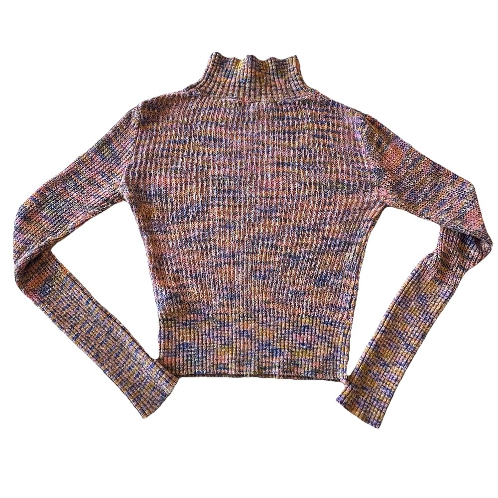Free People Blair Spacedye Long Sleeve Pullover Sweater Candy Combo Mock Neck S - Picture 10 of 11